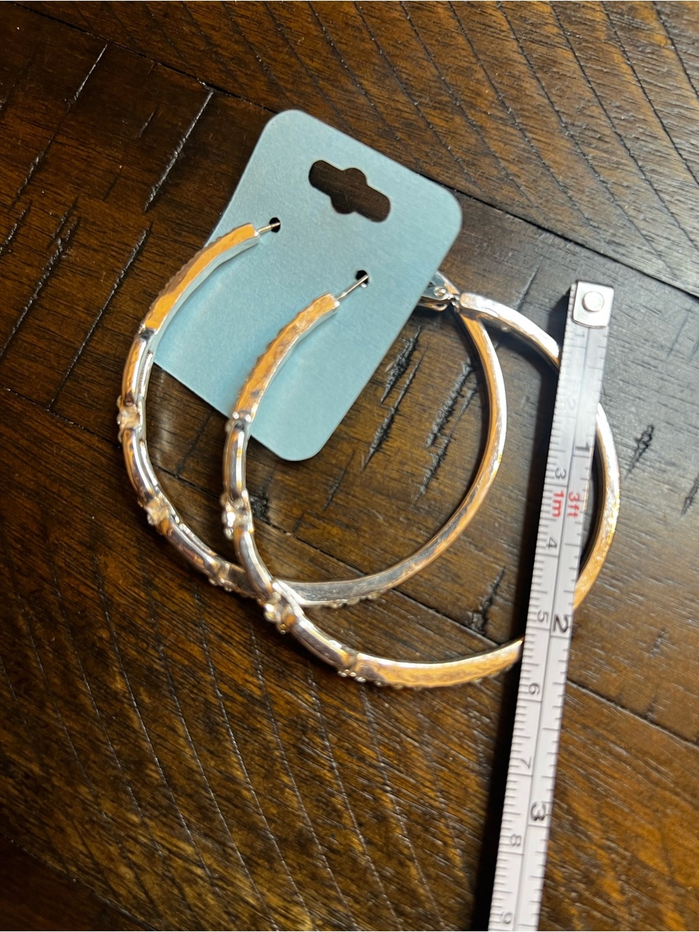 Silver Textured Hoop Earrings